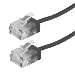 6类千兆级超细型以太网线缆组件，UTP，RJ45公头（插头），32AWG多股，2.6mm外径，CM阻燃级PVC，黑，35.0英尺（10.67米）的图片
